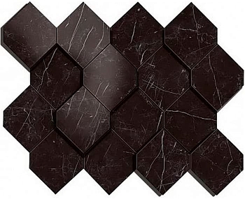 Мозаика Marvel Stone Nero Marquina Mosaico Esagono 3D 28.2x35.3